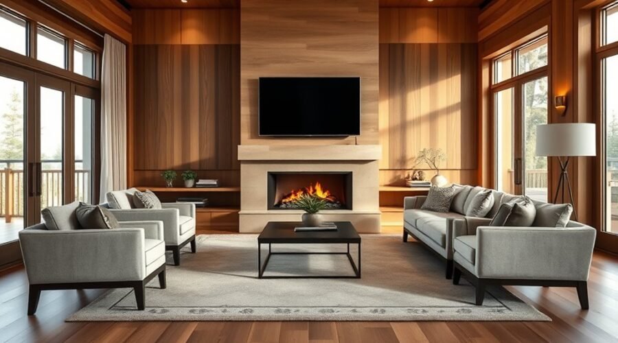 cozy fireplace and tv layout