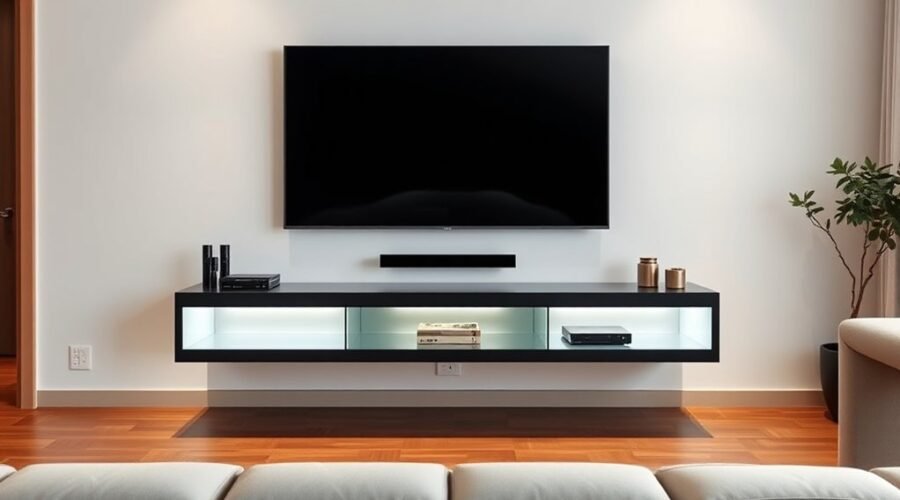 elevated wall mounted tv furniture