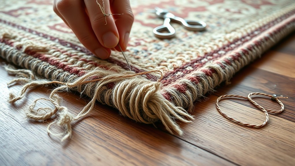 frayed edges from wear