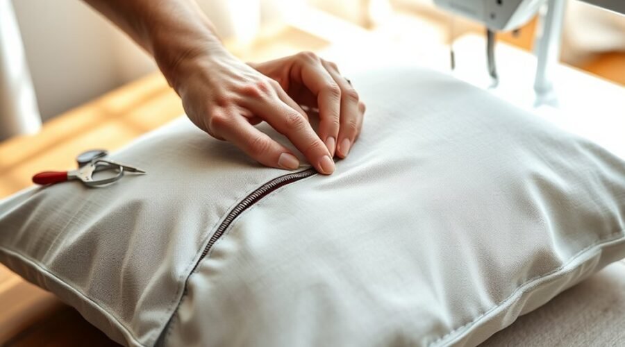 hand sew cushion zipper