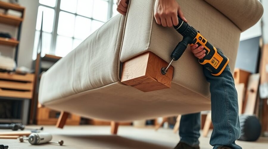 repairing sofa leg support