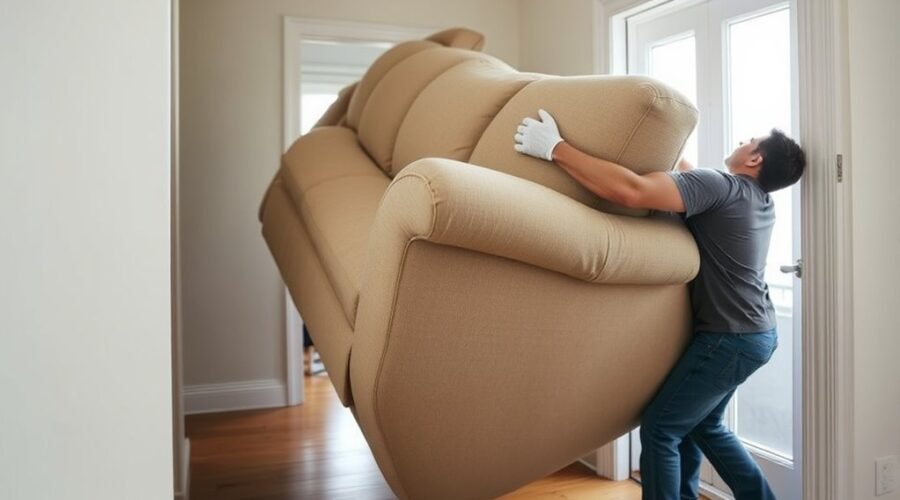 safely maneuver sofa doorway