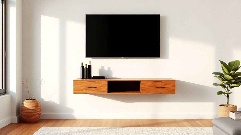 sleek wall mounted media console