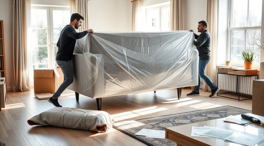 unpack and assemble sofa