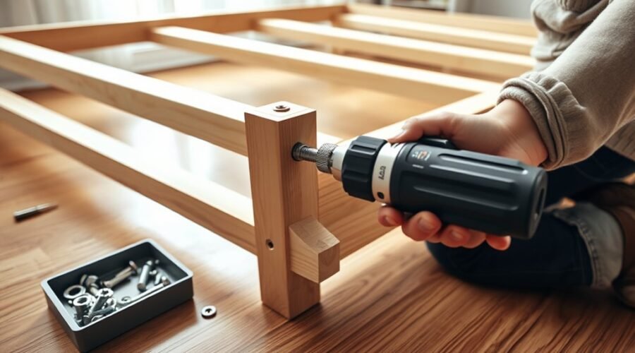 assemble bed frame carefully