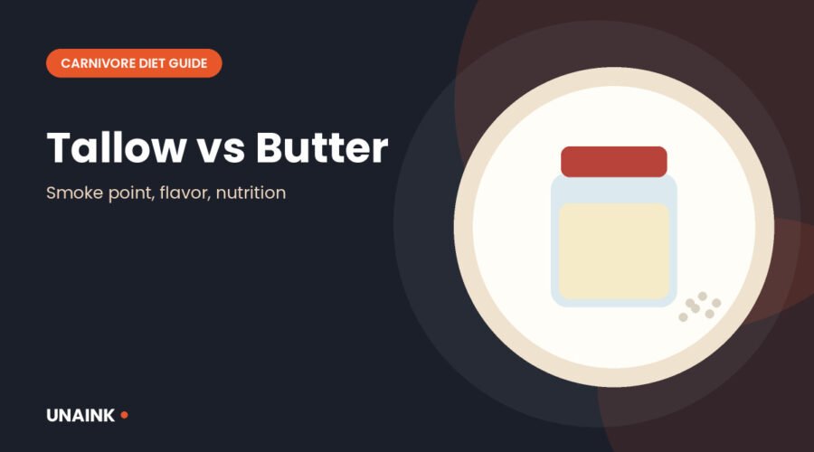 Jars of fat showing beef tallow vs butter for cooking