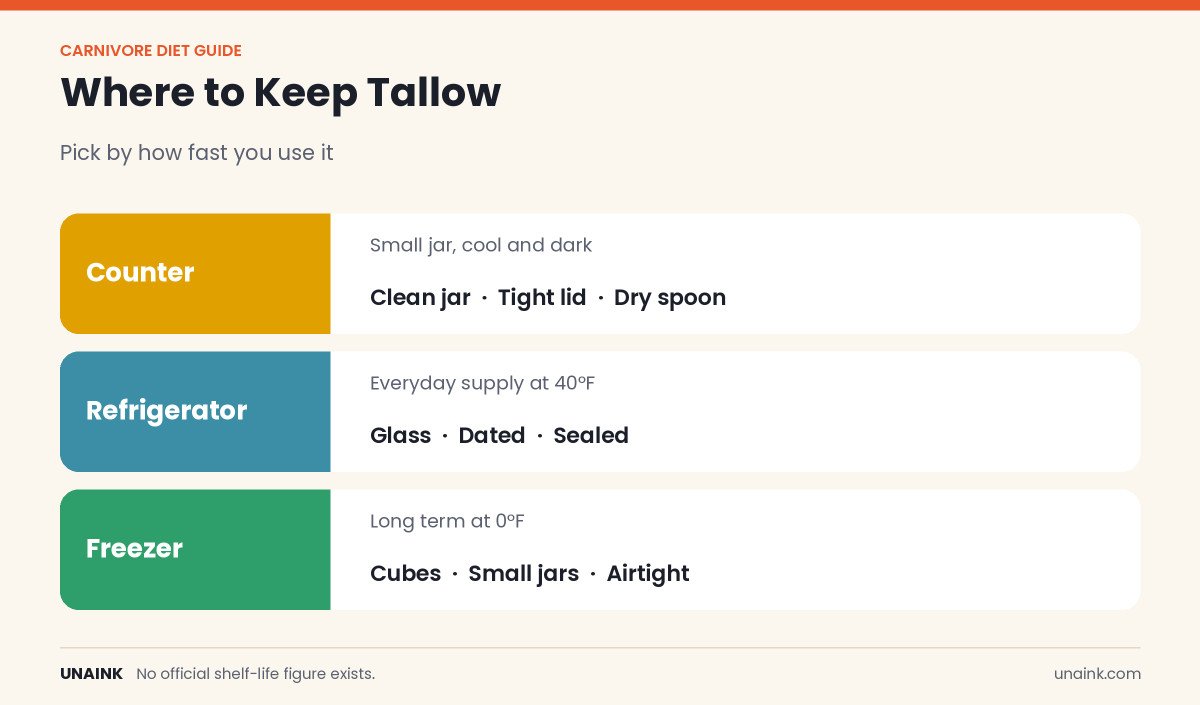 Where to keep it when learning how to store beef tallow
