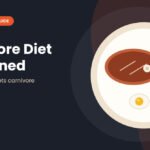 Ketovore diet illustration showing steak, an egg and broccoli on a plate