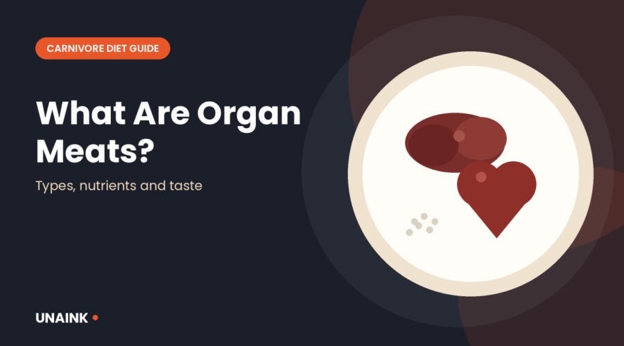 Organ meats illustration with liver and heart on a plate