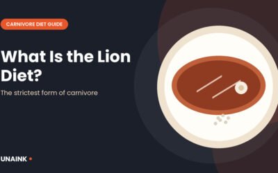Lion diet illustration showing a large steak and a pinch of salt on a plate